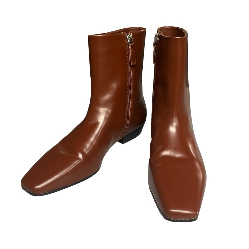 J. Crew | Spazzolato Leather Square Toe Ankle Boots